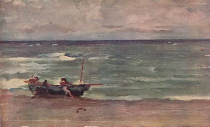 Harmony in Blue and Silver: Beaching The Boat, Etretat