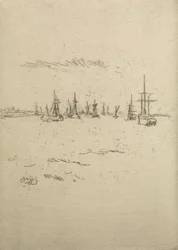Return to Tilbury, from a set of twelve etchings entitled The Naval Review