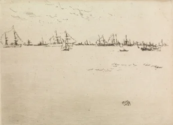 Troop Ships, from a set of twelve etchings entitled The Naval Review