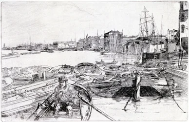 View of the Thames, Over the London Basin (England), in 1859, Belongs to a Series of Engravings on the Thames, Which Highlights the Community of Maritime Workers in the English Capital