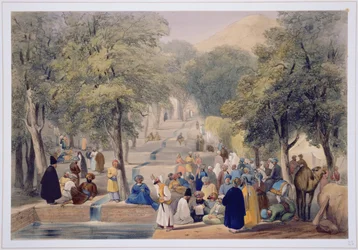 The Avenue at Babers Tomb, from Sketches in Afghanistan, engraved by Charles Haghe and Louis Haghe, published by Henry Graves, 1842