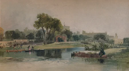 Windsor Castle from the Eton Play Ground, c1838
