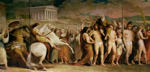 Crowning the Victors at Olympia, third of the series The Progress of Human Culture and Knowledge, detail of central panel showing Diagoras, c.1777-1801