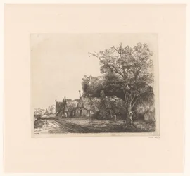 Landscape with Three Gabled Cottages Beside a Road