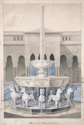 Fountain in the Court of the Lions, Alhambra, from The Arabian Antiquities of Spain, published 1815
