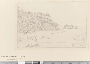 A View of the Watering Place Tegadoo Bay, New Zealand, 23 Oct 1769