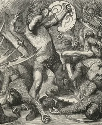 Hereward cutting his way through the Norman host