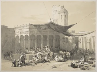 Sikh Soldiers receiving their pay at the Royal Durbar, Lahore