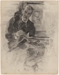 Man Reading (in fact: Willy Finch seated at a table, palette and brushes in hand)