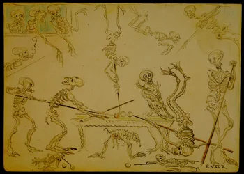 Skeletons Playing Billiard