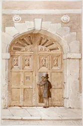 View of wooden gates dated 1631, at no 46 Lime Street