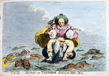 Blood on Thunder Fording the Red Sea, published by S.W. Fores in 1788