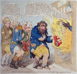 Blue and Buff Charity, or The Patriarch of the Greek Clergy applying for Relief