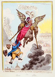 Le Diable-Boiteux, or The Devil upon Two Sticks Conveying John Bull to the Land of Promise, published by Hannah Humphrey in 1806