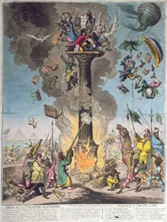 Siege de la Colonne de Pompee, or Science in the Pillory, published by H. Humphrey in 1799
