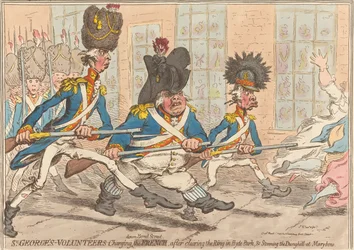 St. George’s Volunteers Charging Down Bond Street, After Clearing the Ring in Hyde Park, and Storming the Dunghill at Marybone
