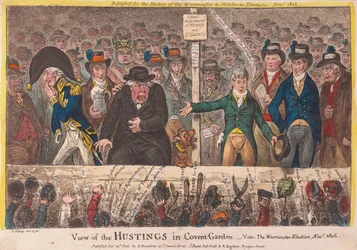 View of the Hustings in Covent Garden - The Westminster Election November 1806, pub. 1806