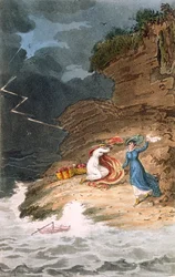Two Regency Belles Stranded on a Foreshore by a Storm, c. 1795-1805