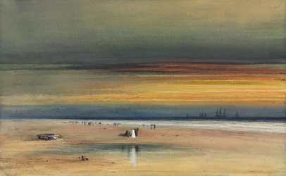 Beach Scene at Sunset, c. 1865-1870