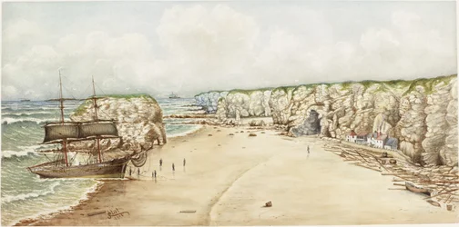 Brig aground at Marsden Rock