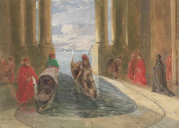 Venetian Dignitaries Boarding Gondolas