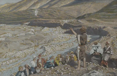 Saint John the Baptist sees Jesus from Afar, illustration from The Life of Our Lord Jesus Christ