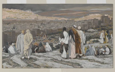 The Disciples Having Left Their Hiding Place Watch from Afar in Agony, illustration from The Life of Our Lord Jesus Christ