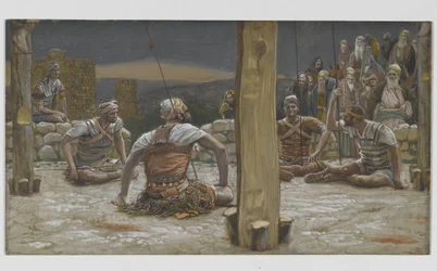 The Four Guards Sat Down and Watched Him, illustration from The Life of Our Lord Jesus Christ