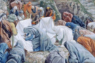 The Holy Virgin Kisses the Face of Christ before it is Wrapped in the Winding Sheet, illustration for The Life of Christ