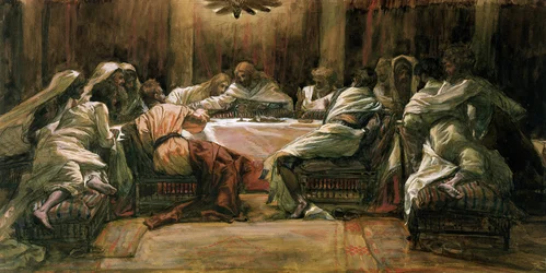 The Last Supper. Judas Dipping His Hand in the Dish, illustration for The Life of Christ, c. 1884-96