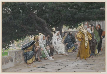 The Pharisees and the Sadducees Come to Tempt Jesus, illustration from The Life of Our Lord Jesus Christ