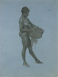 Black Woman Carrying a Basket of Vegetables