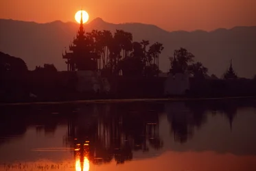 Sunset at Kywe Sun Wharf, Mandalay, Burma