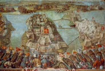 Fresco portraying the 1565 Turkish siege of Malta