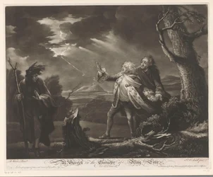David Garrick as King Lear with the Earl of Kent and Edgar Disguised as Tom in a Stormy Landscape