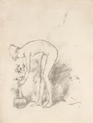 A Nude Model Arranging Flowers