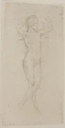 Nude Girl with Arms Raised