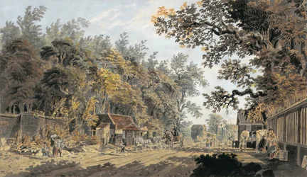 Coach and Four arriving at a Toll Gate, London