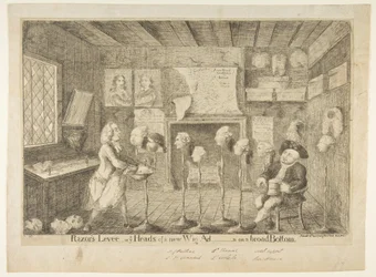 Razors Levée, or Ye Heads of a New Wig Administration on a Broad Bottom, April 21, 1783