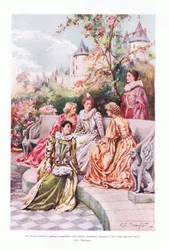 In Some Sunny Palace Garden the Days Passed Happily for the Queen and Her Helpers