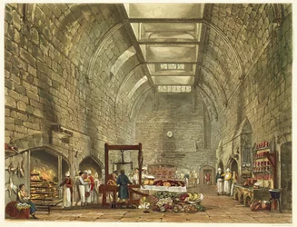 Ancient Kitchen, Windsor Castle, engraved by William James Bennett from 