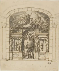 Design for Stage Scenery (Hampton Court) with Mythological Figures