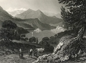 Lake Orta, engraving by James Tibbits Willmore, from drawing by William Brockedon