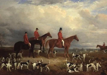 Samuel A. Reynell, Master of the Meath Hunt, with Archerstown in the distance
