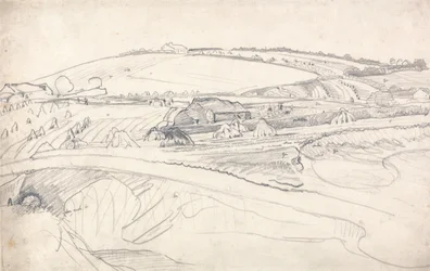 Landscape with a Farm and Cornstalks