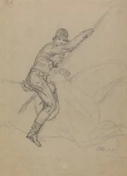 Sir Charles Blunt Hunting the Boar and Escaping from the Tiger: a study for one of a set of four paintings made in 1815