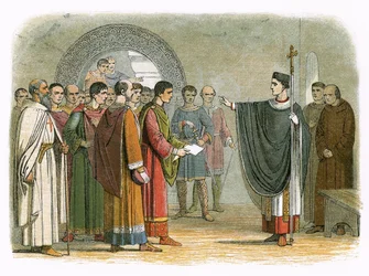 Becket forbids the Earl of Leicester to pass sentence on him