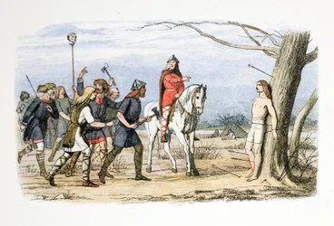 Edmund, King of East Anglia, Killed by the Danes, 20 November 869 AD, from A Chronicle of England BC 55 to AD 1485, pub. London, 1863