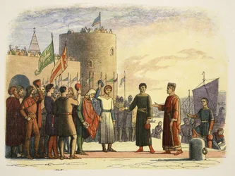 Henry at Waterford, Ireland, 18 October 1172, from A Chronicle of England BC 55 to AD 1485, pub. London, 1863