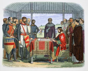 King John signs the Great Charter, Runnymede, Surrey